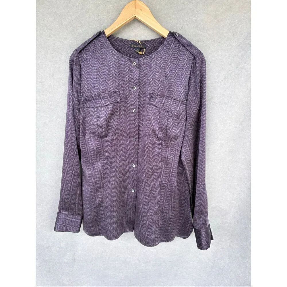 Brooks Brothers Purple Silk Blouse Women’s Sz 4 Long Sleeve Button Front Career